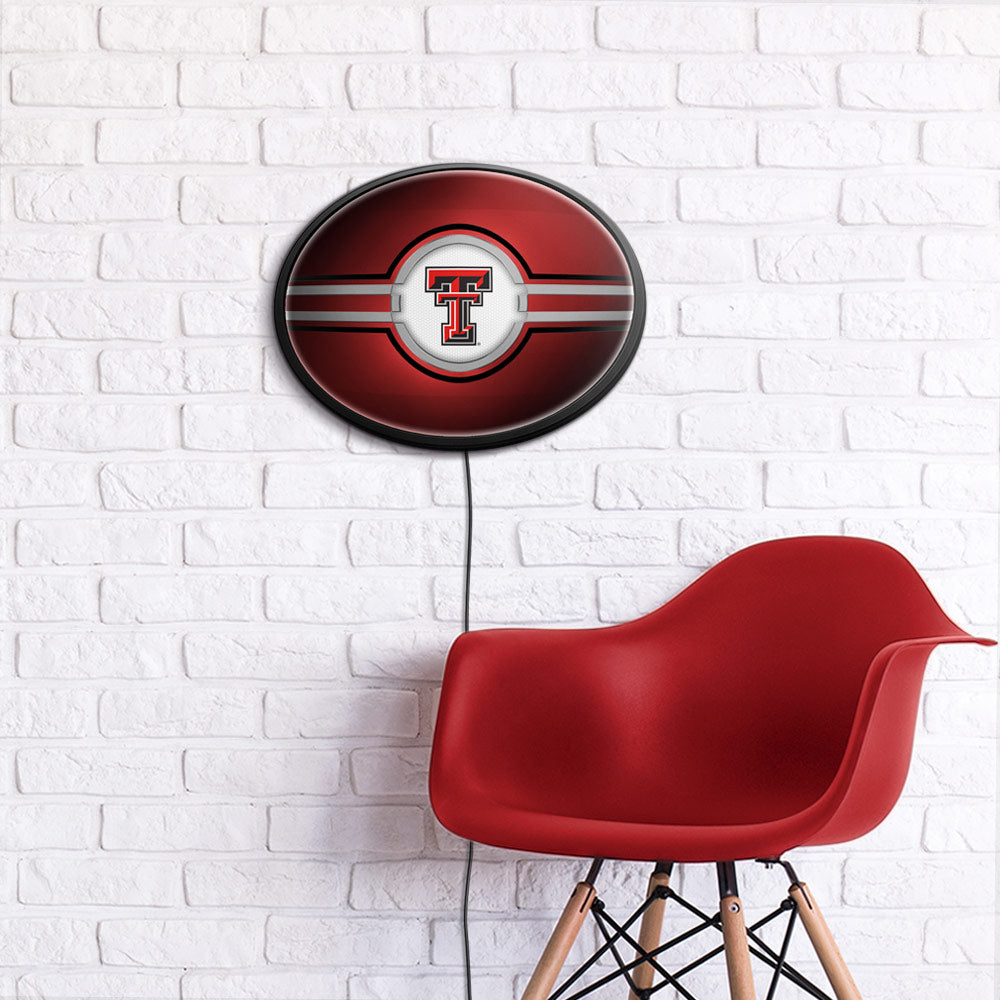 Texas Tech Red Raiders Slimline Oval Lighted Wall Sign Room View