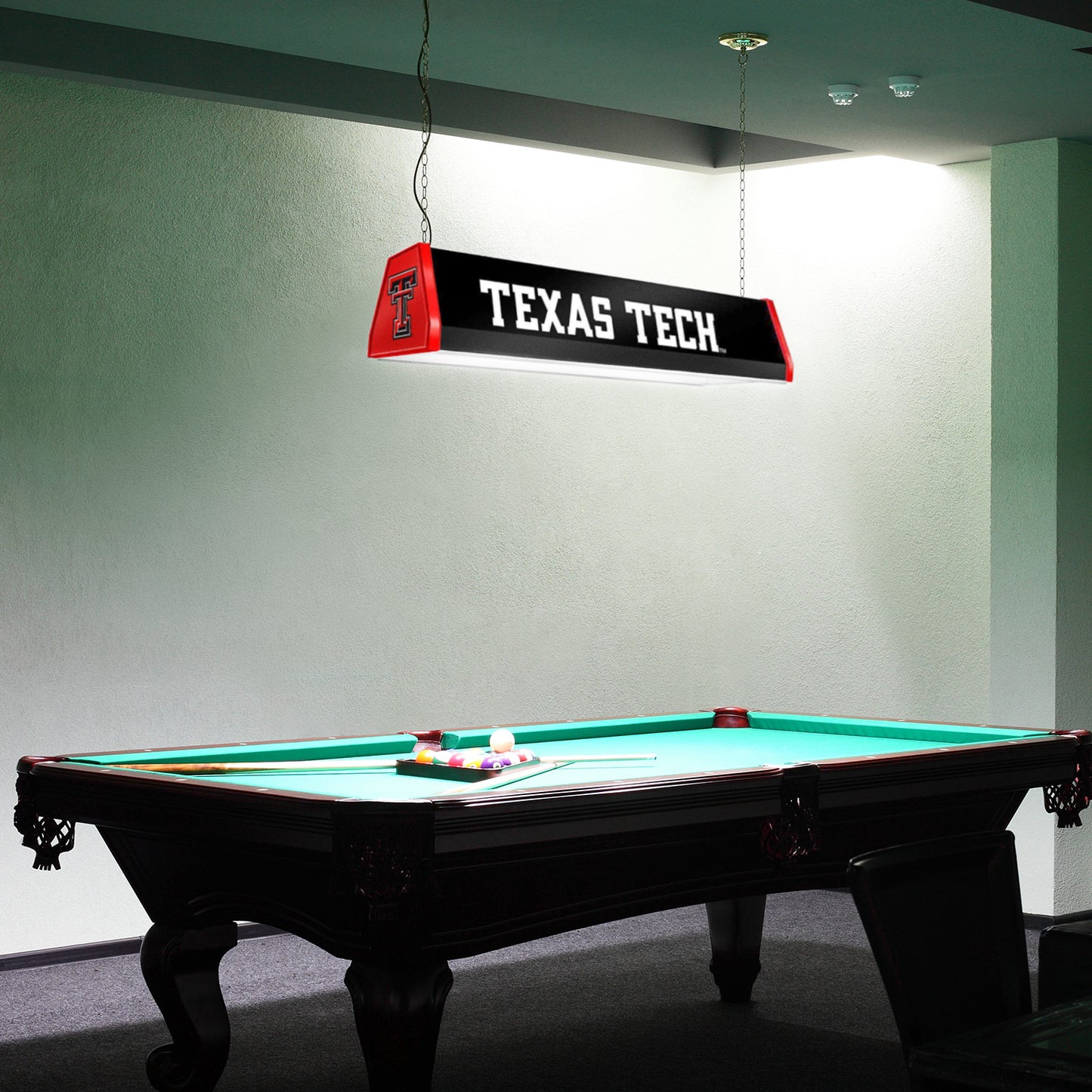 Texas Tech Red Raiders Standard Pool Table Light Room View