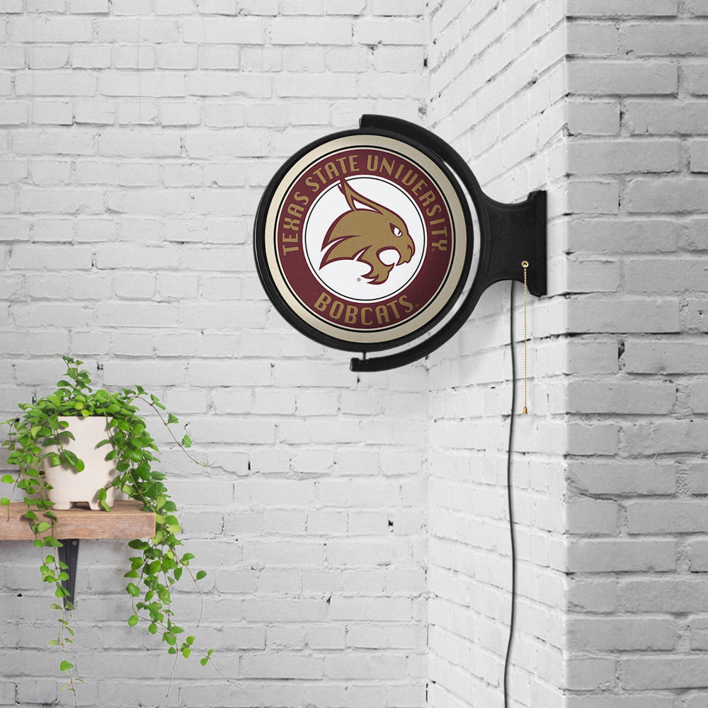 Texas State Bobcats Round Rotating Wall Sign Room View