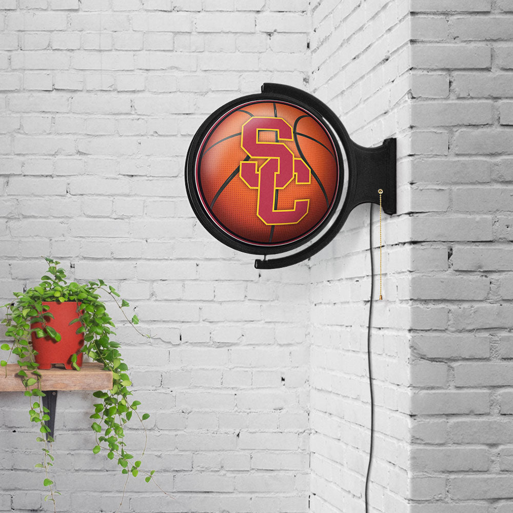 USC Trojans Round Basketball Rotating Wall Sign Room View