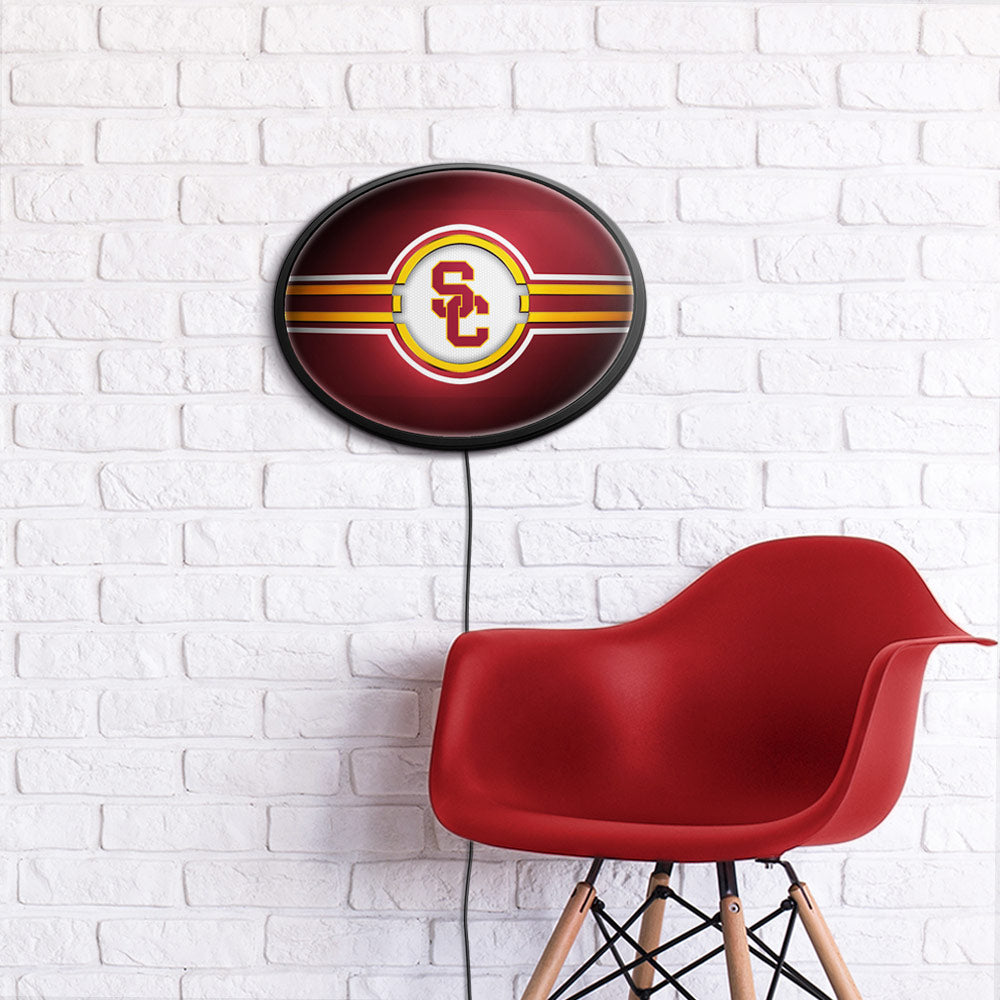 USC Trojans Slimline Oval Lighted Wall Sign Room View