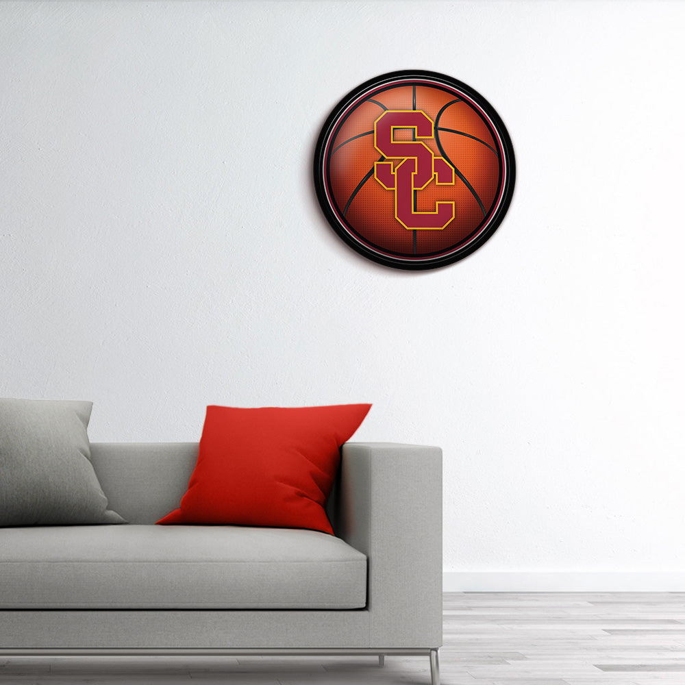 USC Trojans Basketball Modern Disc Wall Sign Room View