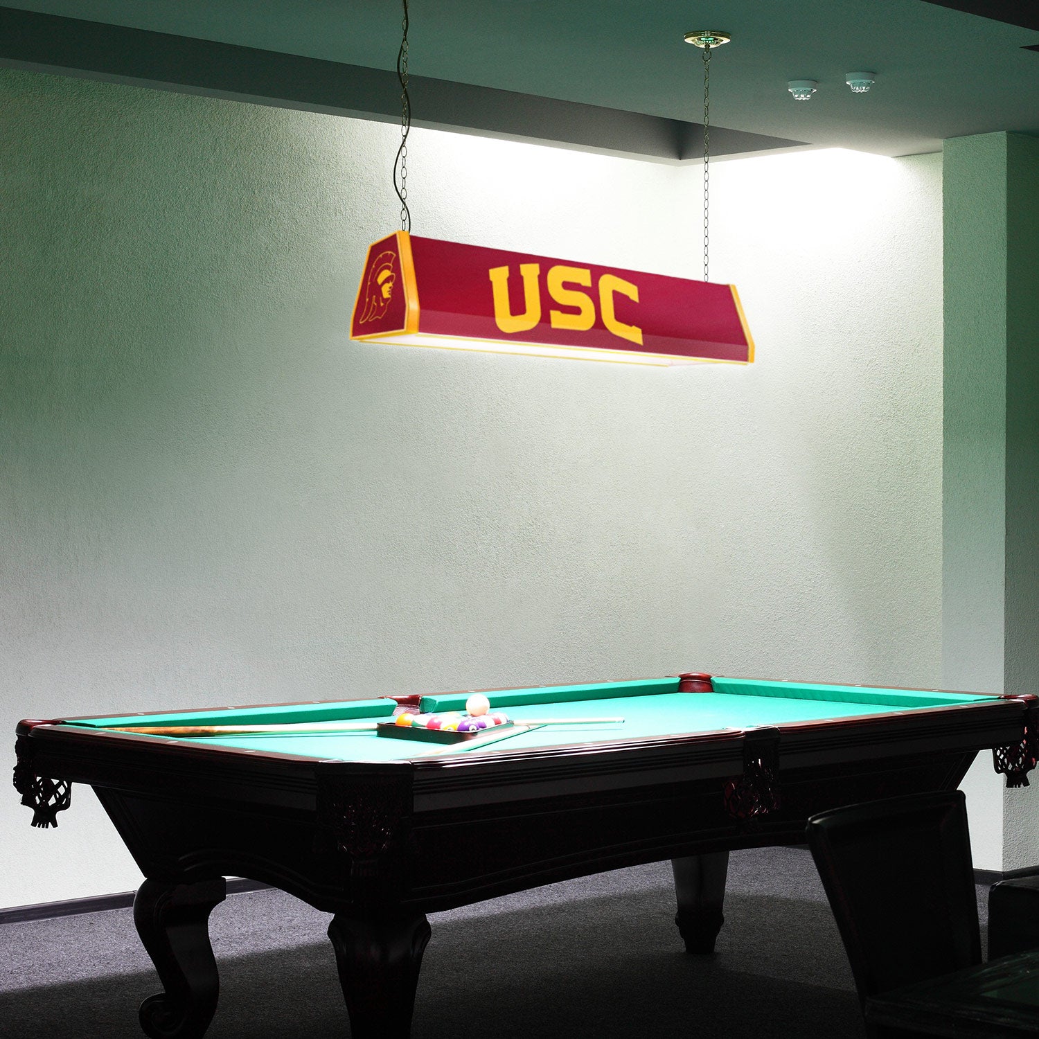 USC Trojans Standard Pool Table Light Room View