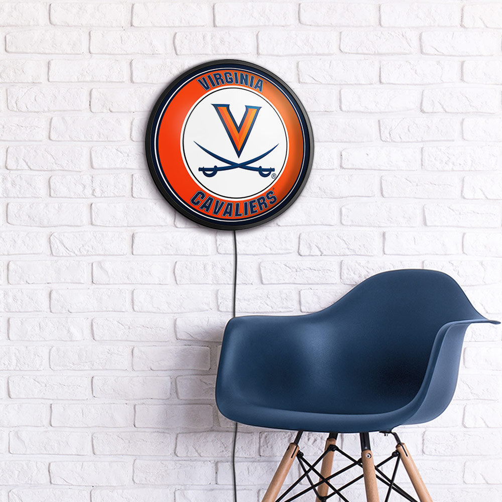 Virginia Cavaliers Slimline Round Lighted Wall Sign Room View