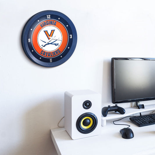 Virginia Cavaliers Ribbed Wall Clock Room View