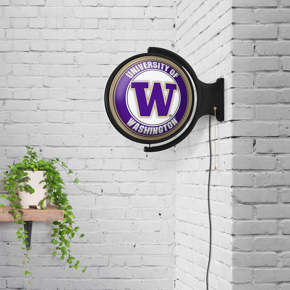 Washington Huskies Round Rotating Wall Sign Room View