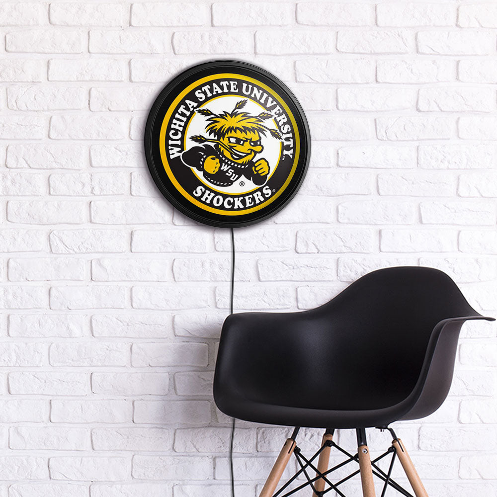 Wichita State Shockers Slimline Round Lighted Wall Sign Room View