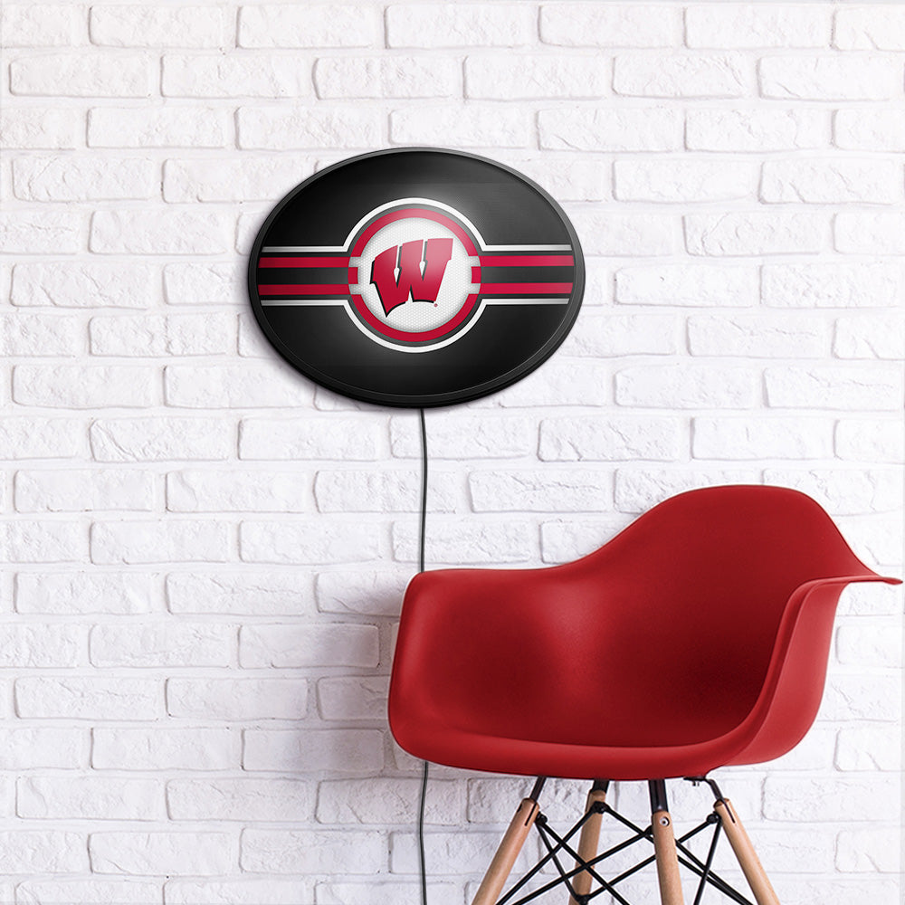 Wisconsin Badgers Slimline Oval Lighted Wall Sign Room View