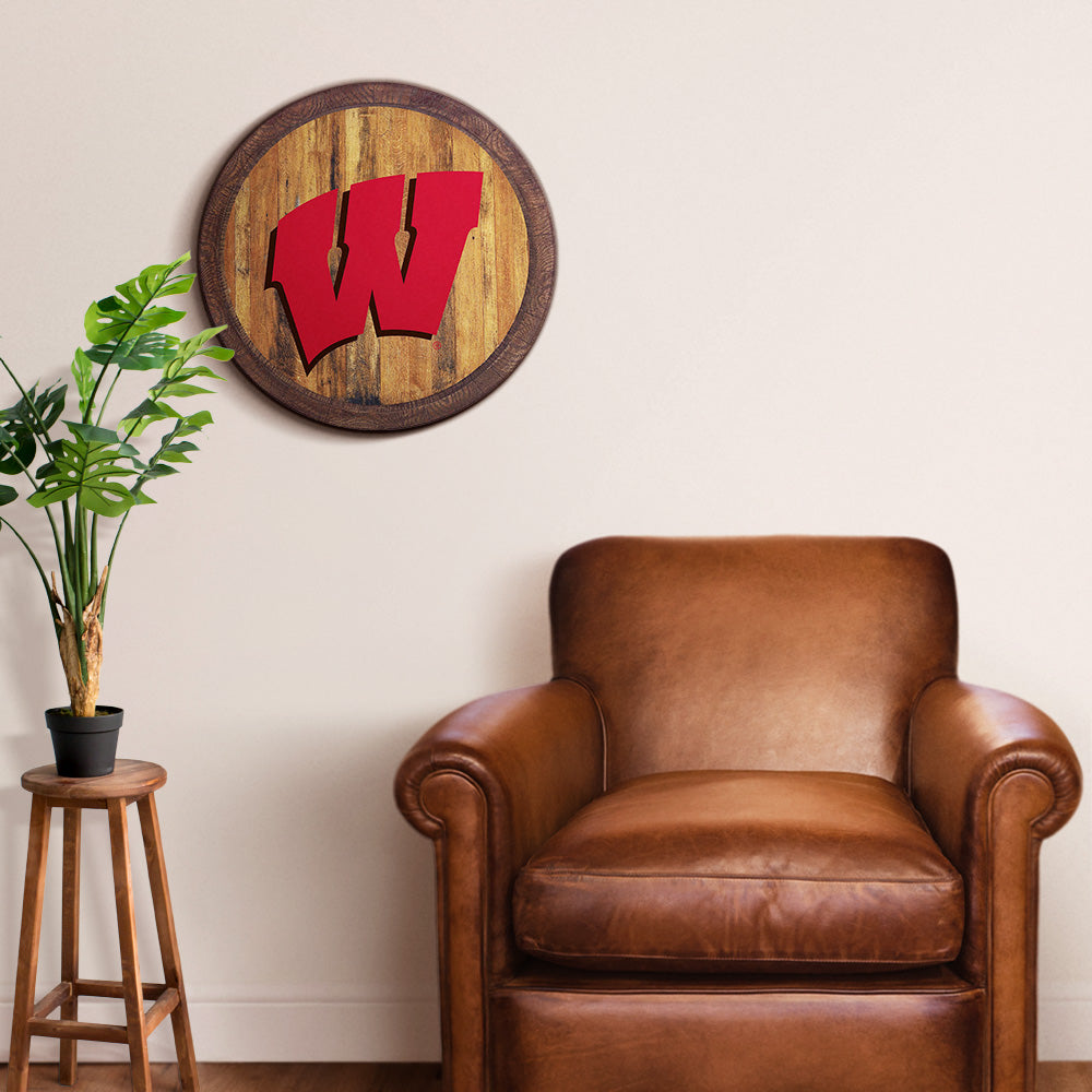 Wisconsin Badgers Barrel Top Sign Room View
