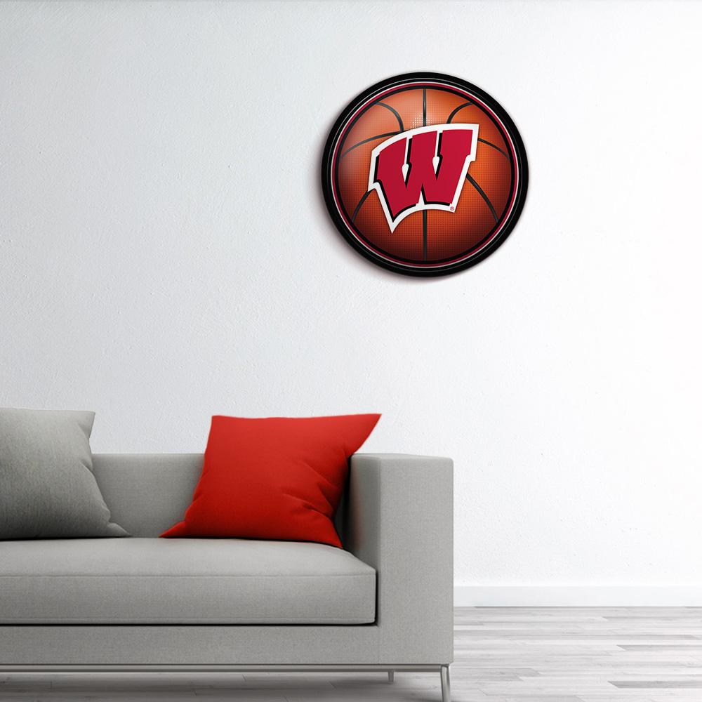 Wisconsin Badgers Basketball Modern Disc Wall Sign Room View