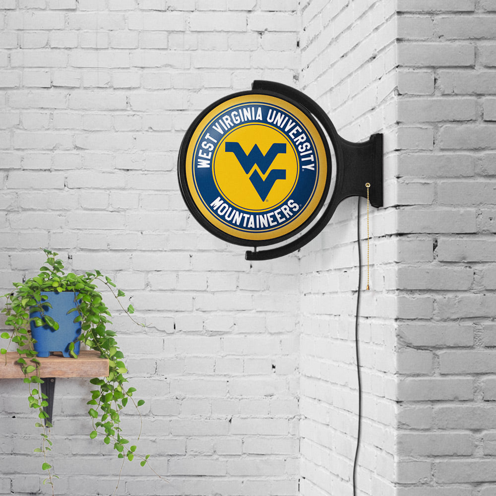 West Virginia Mountaineers Round Rotating Wall Sign Room View Gold