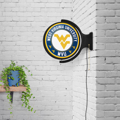 West Virginia Mountaineers Round Rotating Wall Sign Room View White