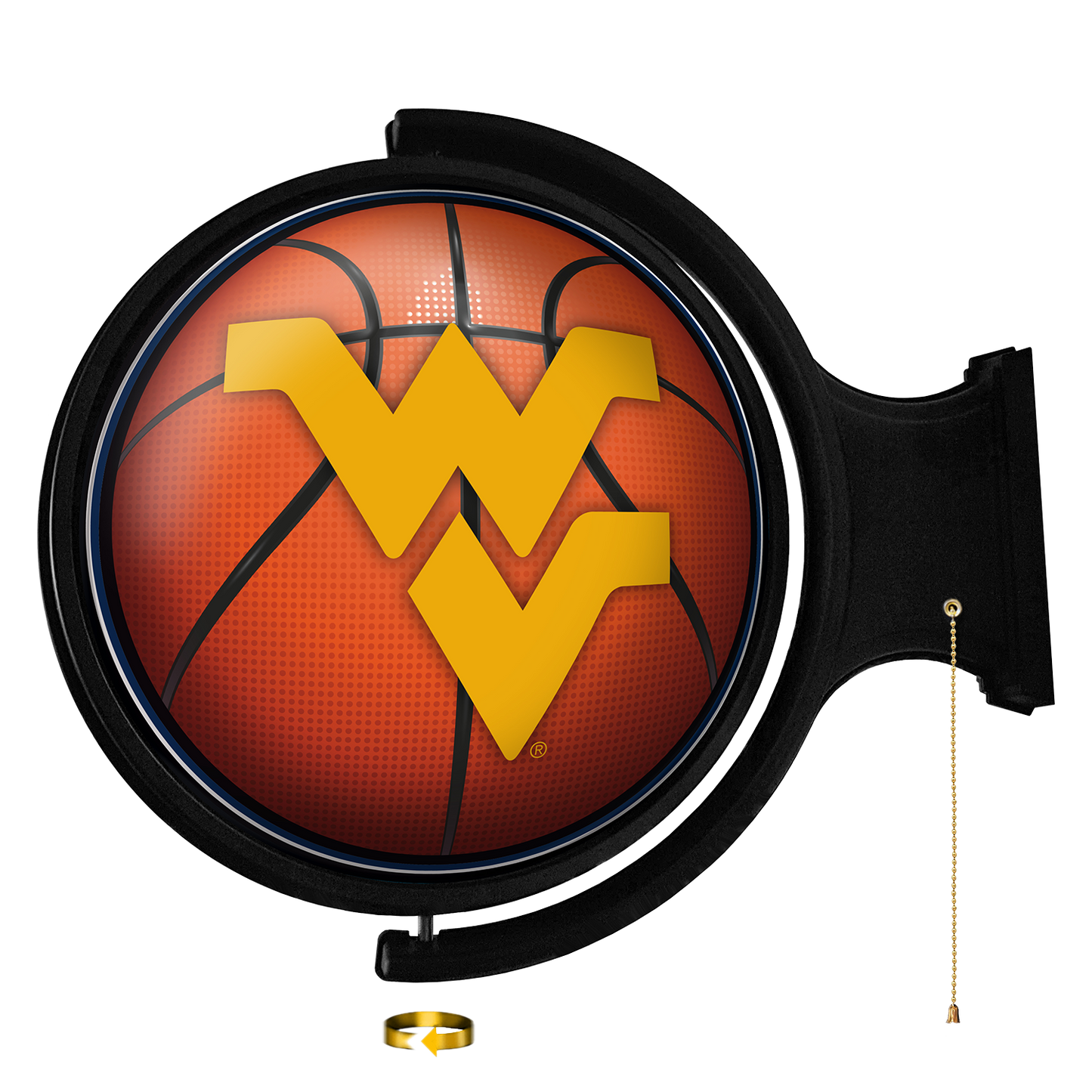 West Virginia Mountaineers Round Basketball Rotating Wall Sign