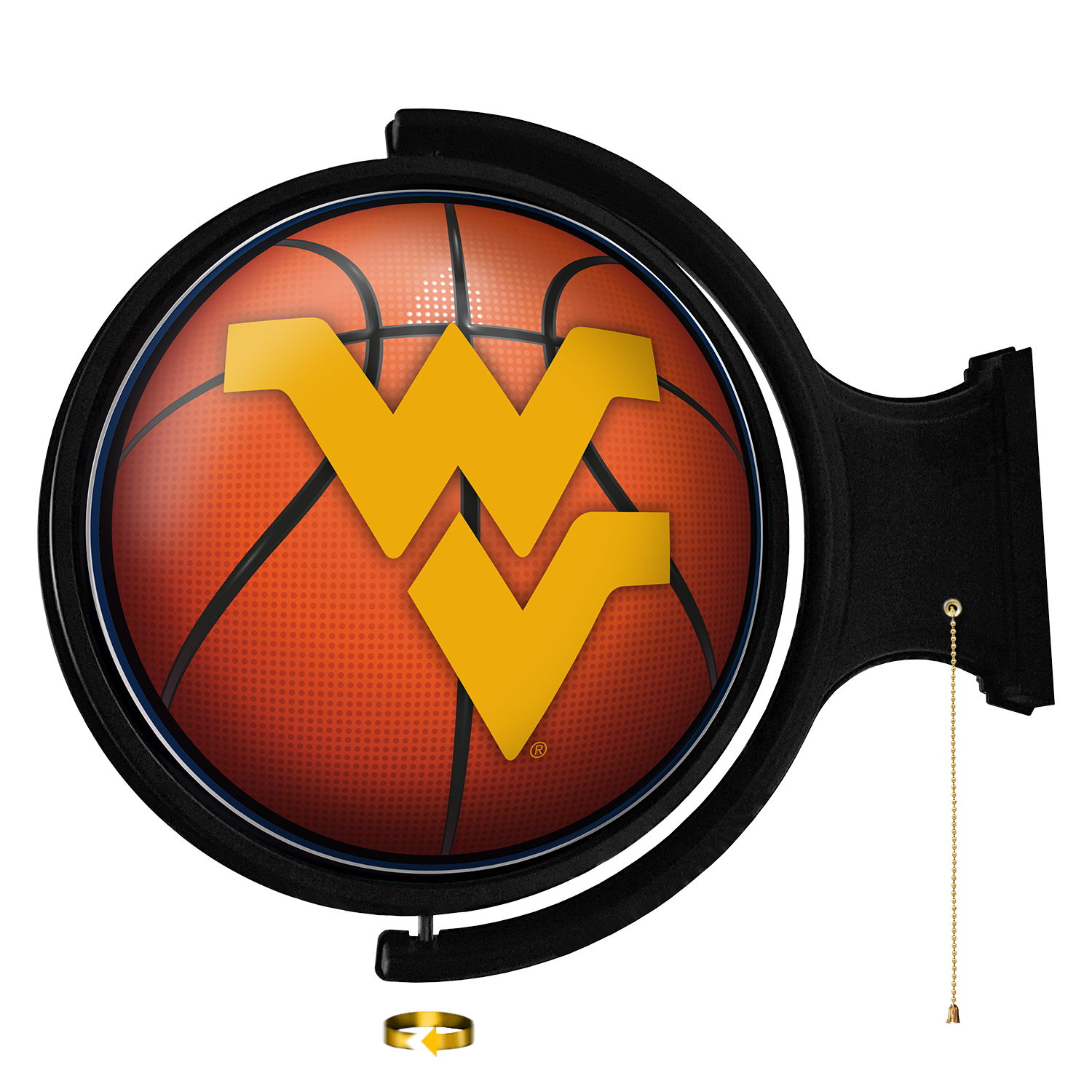 West Virginia Mountaineers Round Basketball Rotating Wall Sign