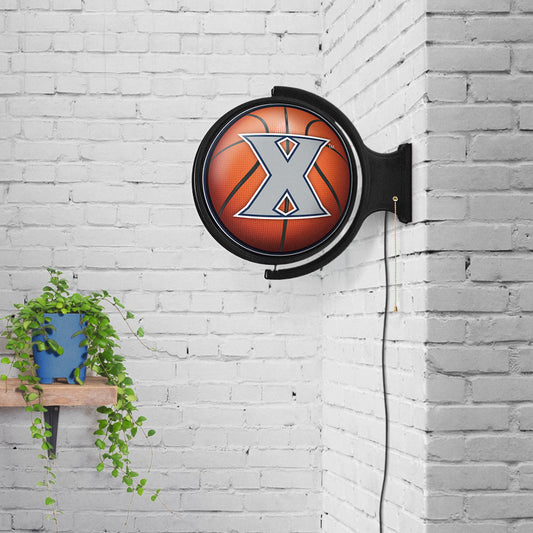 Xavier Musketeers Round Basketball Rotating Wall Sign Room View