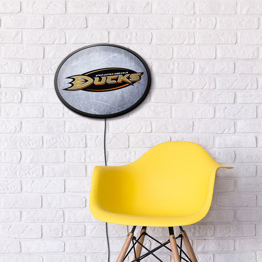 Anaheim Ducks Ice Rink Slimline Oval Lighted Wall Sign Room View