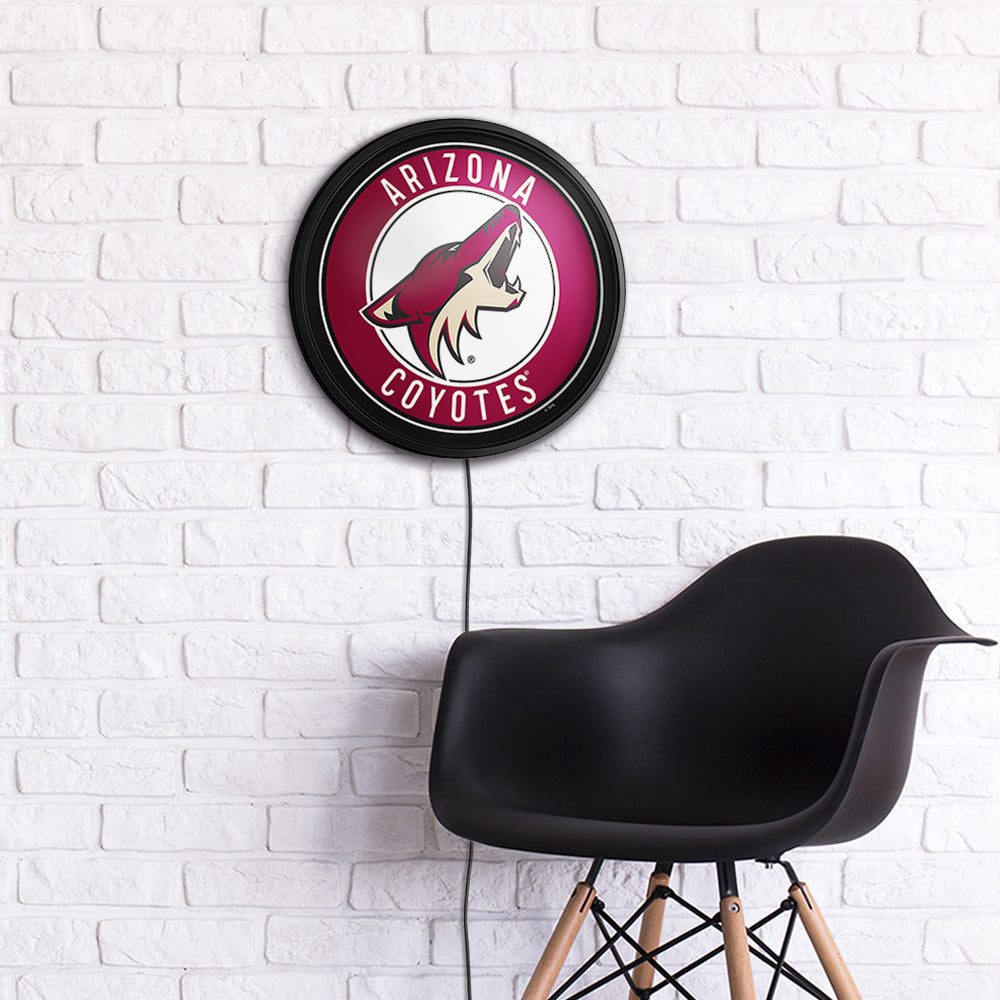 Arizona Coyotes Slimline Round Lighted Wall Sign Room View