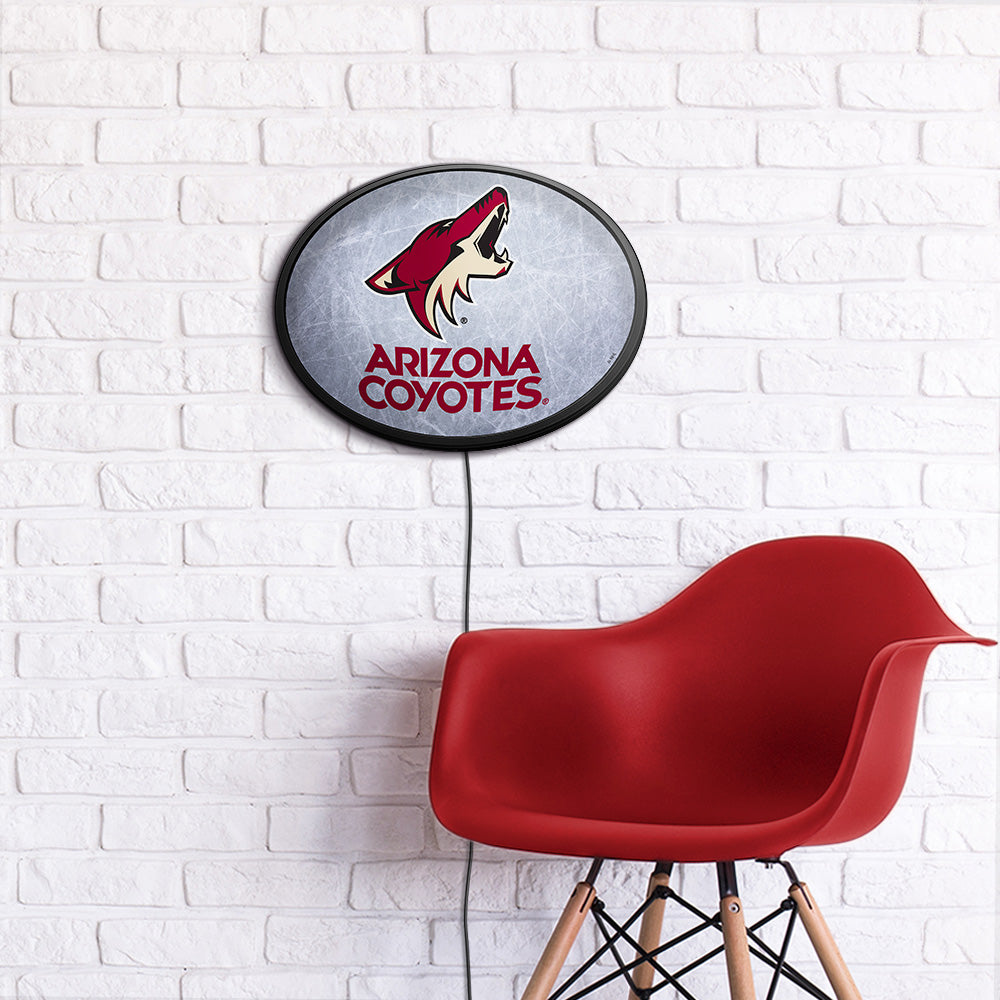 Arizona Coyotes Ice Rink Slimline Oval Lighted Wall Sign Room View