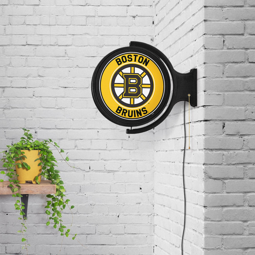 Boston Bruins Round Rotating Wall Sign Room View