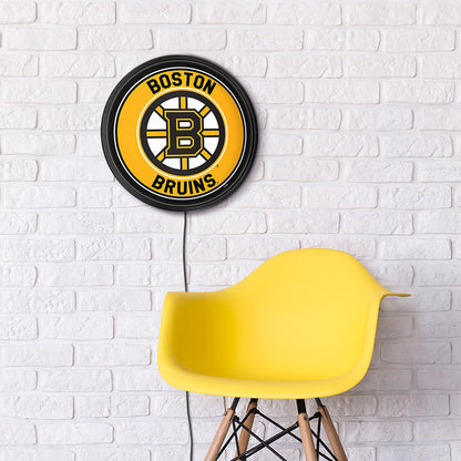 Boston Bruins Slimline Round Lighted Wall Sign Room View