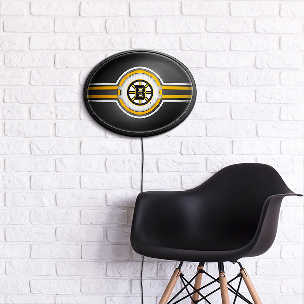 Boston Bruins Slimline Oval Lighted Wall Sign Room View