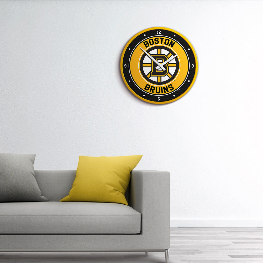 Boston Bruins Round Wall Clock Room View