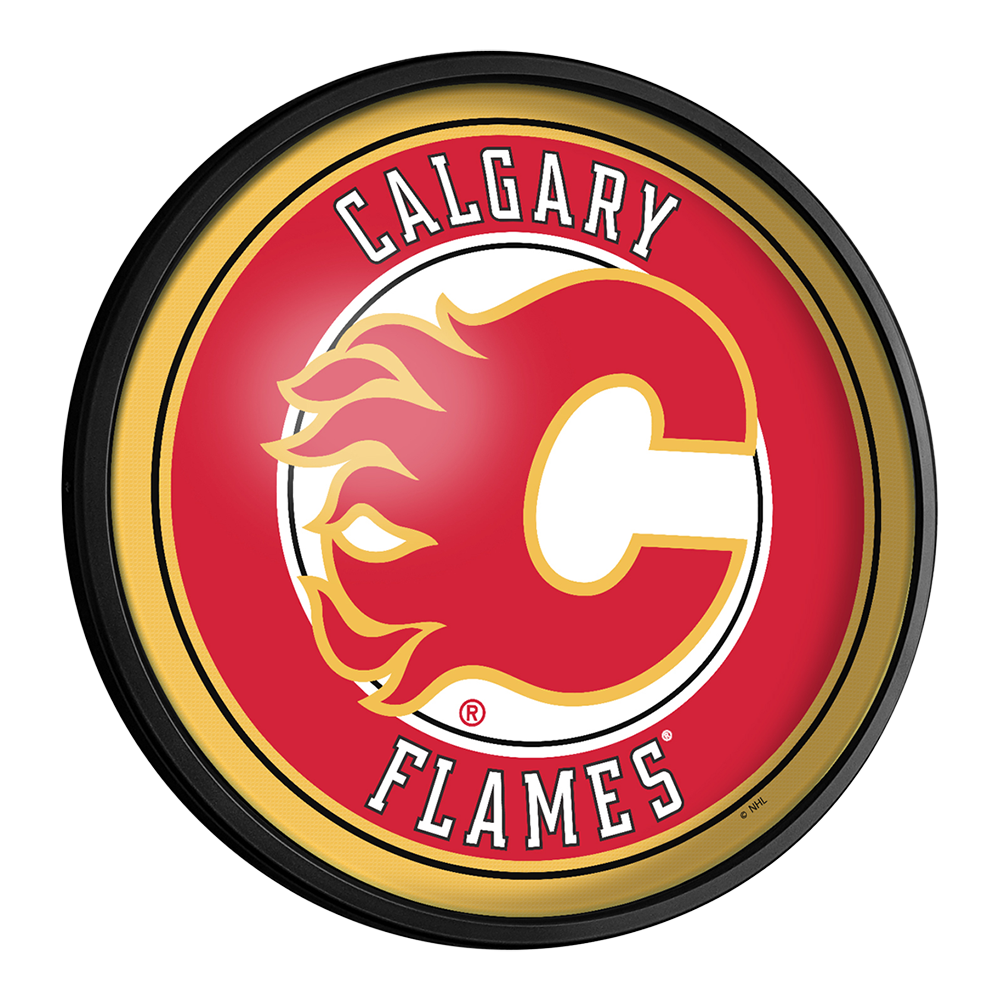 Calgary Flames Slimline Round Lighted Wall Sign