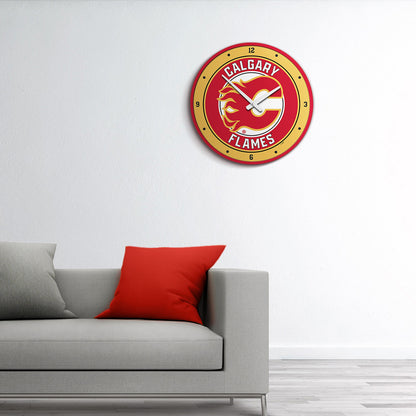 Calgary Flames Round Wall Clock Room View