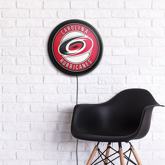 Carolina Hurricanes Slimline Round Lighted Wall Sign Room View