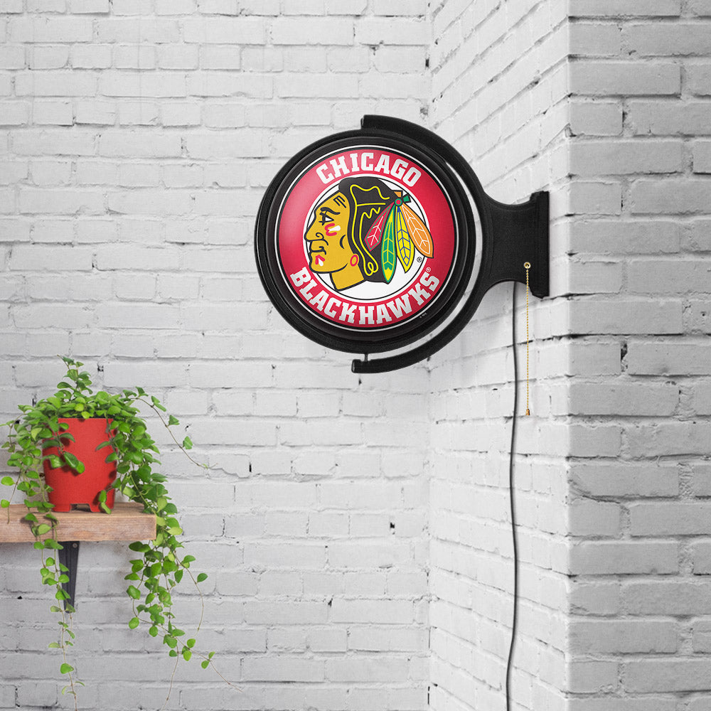 Chicago Blackhawks Round Rotating Wall Sign Room View