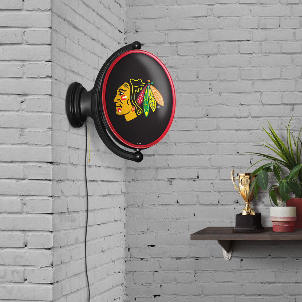 Chicago Blackhawks Oval Rotating Wall Sign Room View