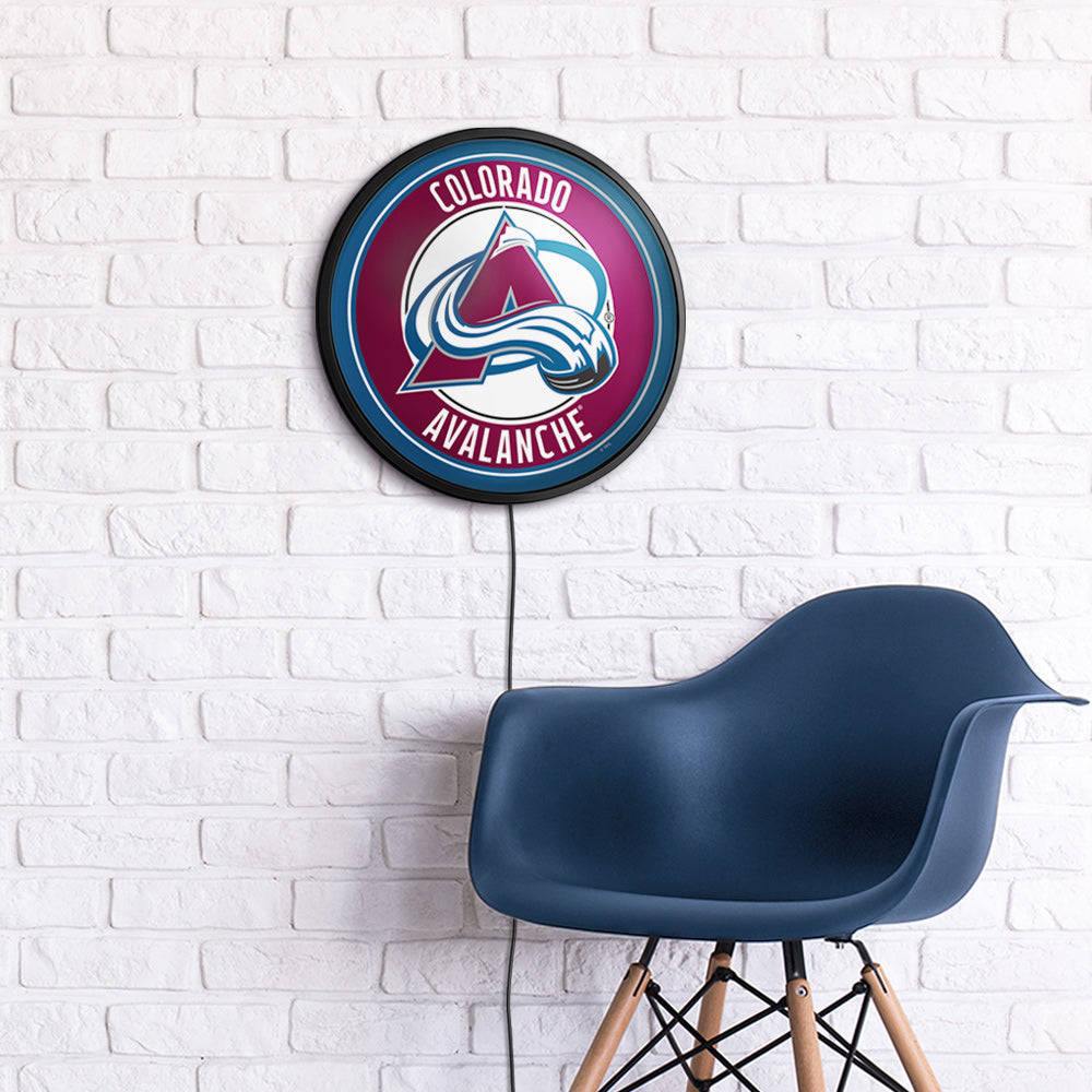 Colorado Avalanche Slimline Round Lighted Wall Sign Room View