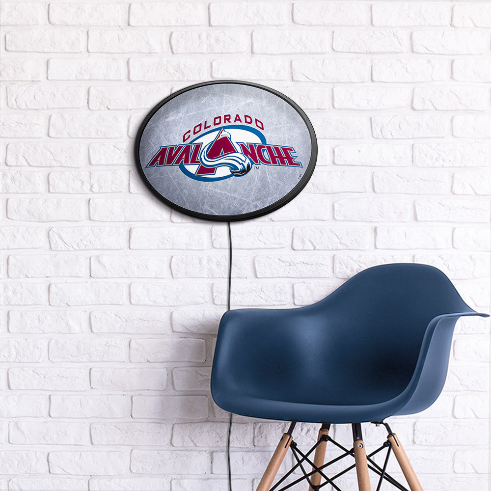 Colorado Avalanche Ice Rink Slimline Oval Lighted Wall Sign Room View