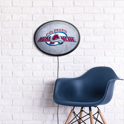 Colorado Avalanche Ice Rink Slimline Oval Lighted Wall Sign Room View