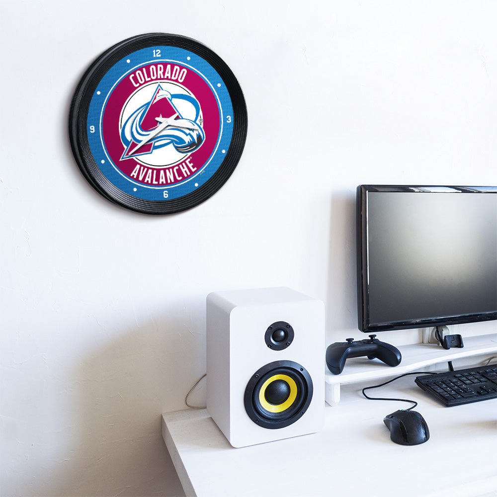 Colorado Avalanche Ribbed Wall Clock Room View