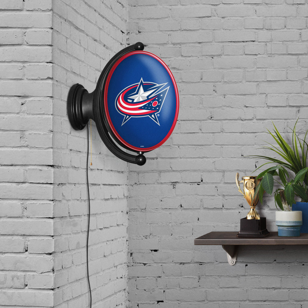 Columbus Blue Jackets Oval Rotating Wall Sign Room View