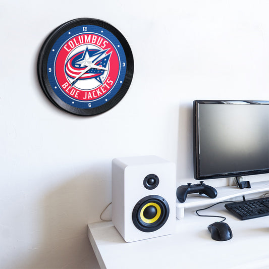 Columbus Blue Jackets Ribbed Wall Clock Room View