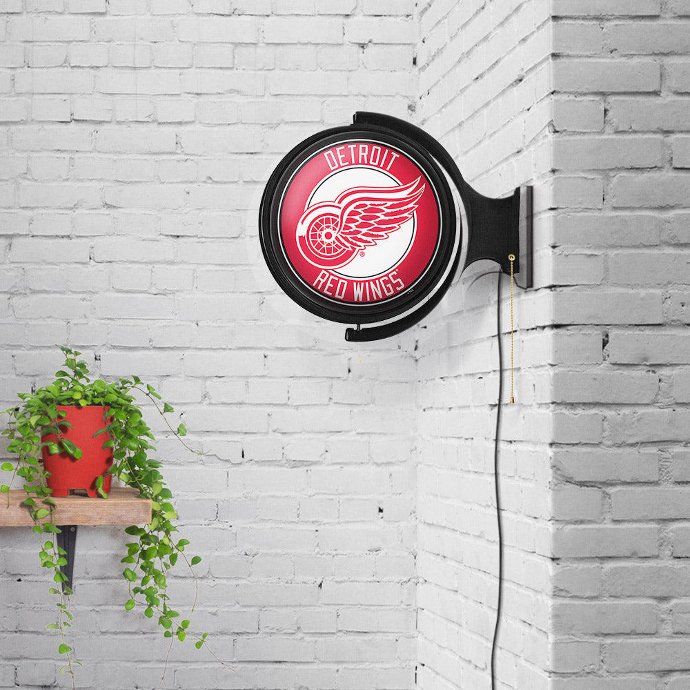 Detroit Red Wings Round Rotating Wall Sign Room View