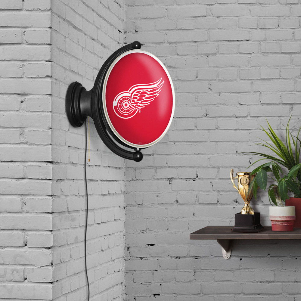 Detroit Red Wings Oval Rotating Wall Sign Room View