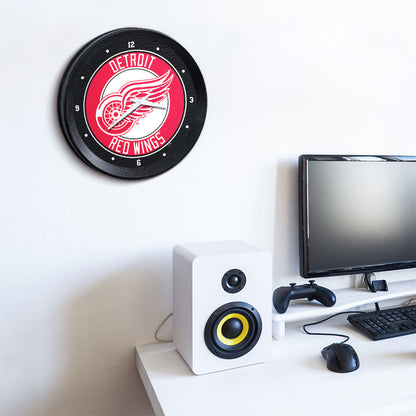 Detroit Red Wings Ribbed Wall Clock Room View