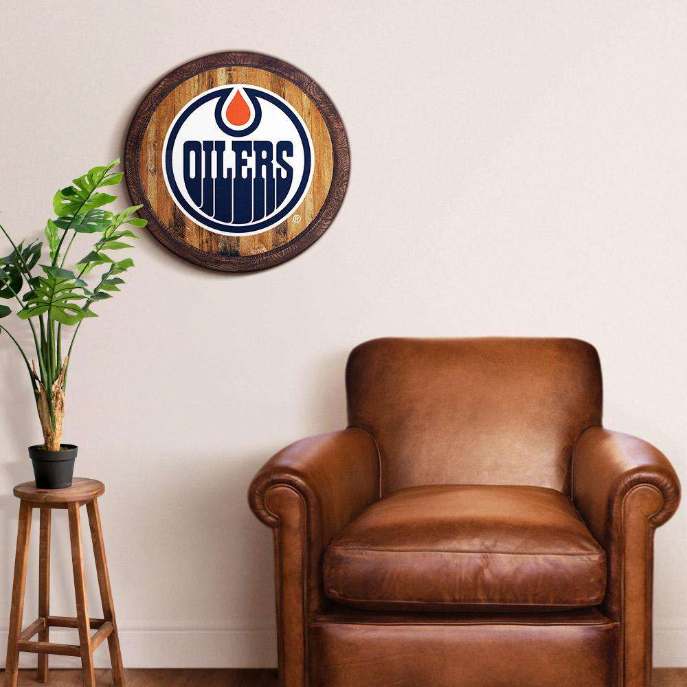 Edmonton Oilers Barrel Top Sign Room View