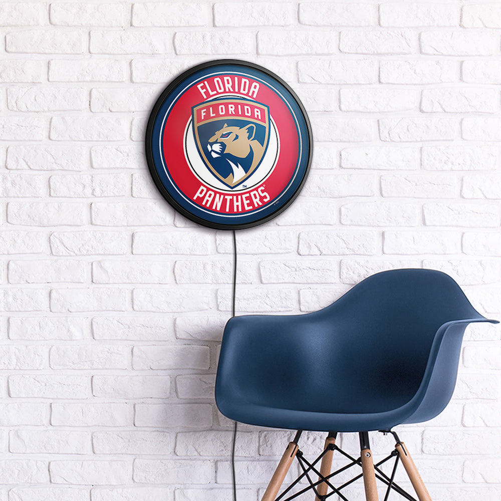 Florida Panthers Slimline Round Lighted Wall Sign Room View