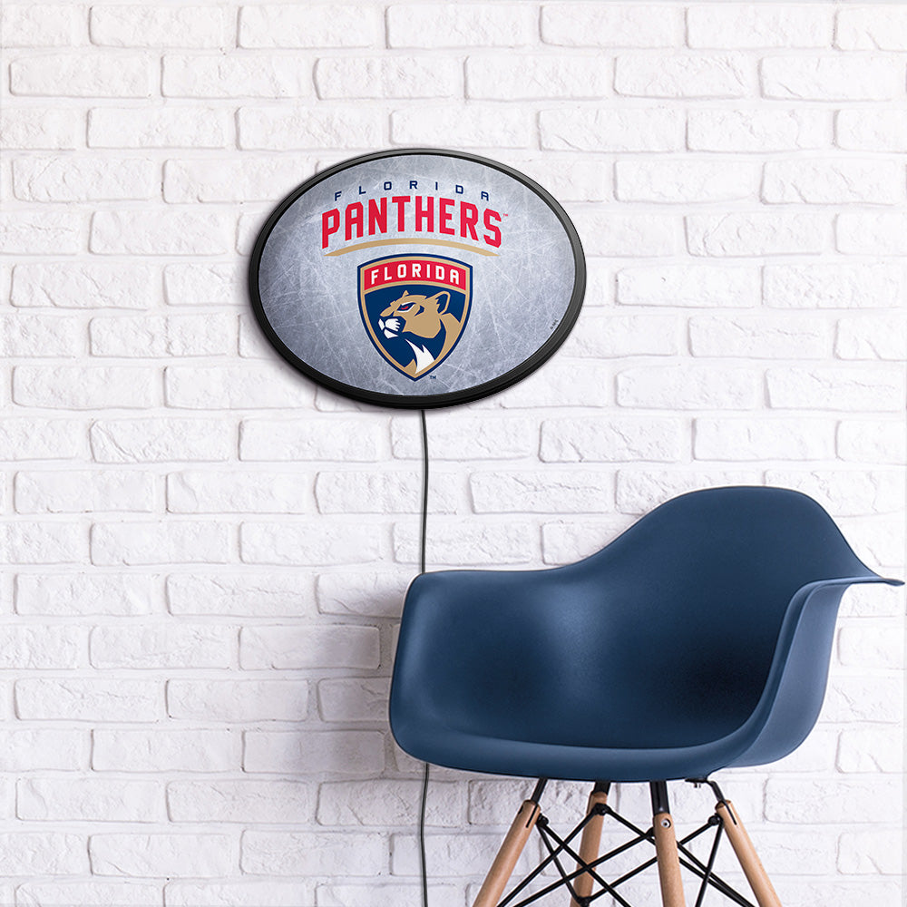 Florida Panthers Ice Rink Slimline Oval Lighted Wall Sign Room View