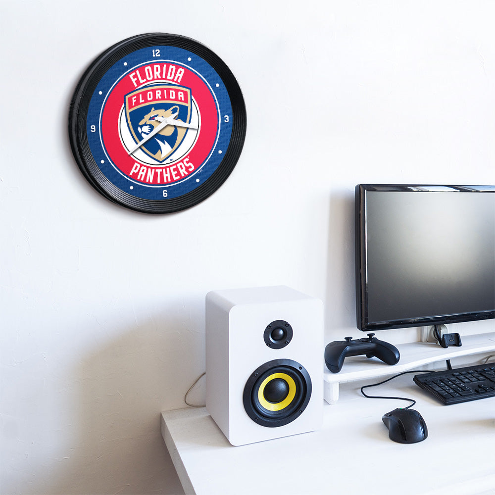Florida Panthers Ribbed Wall Clock Room View