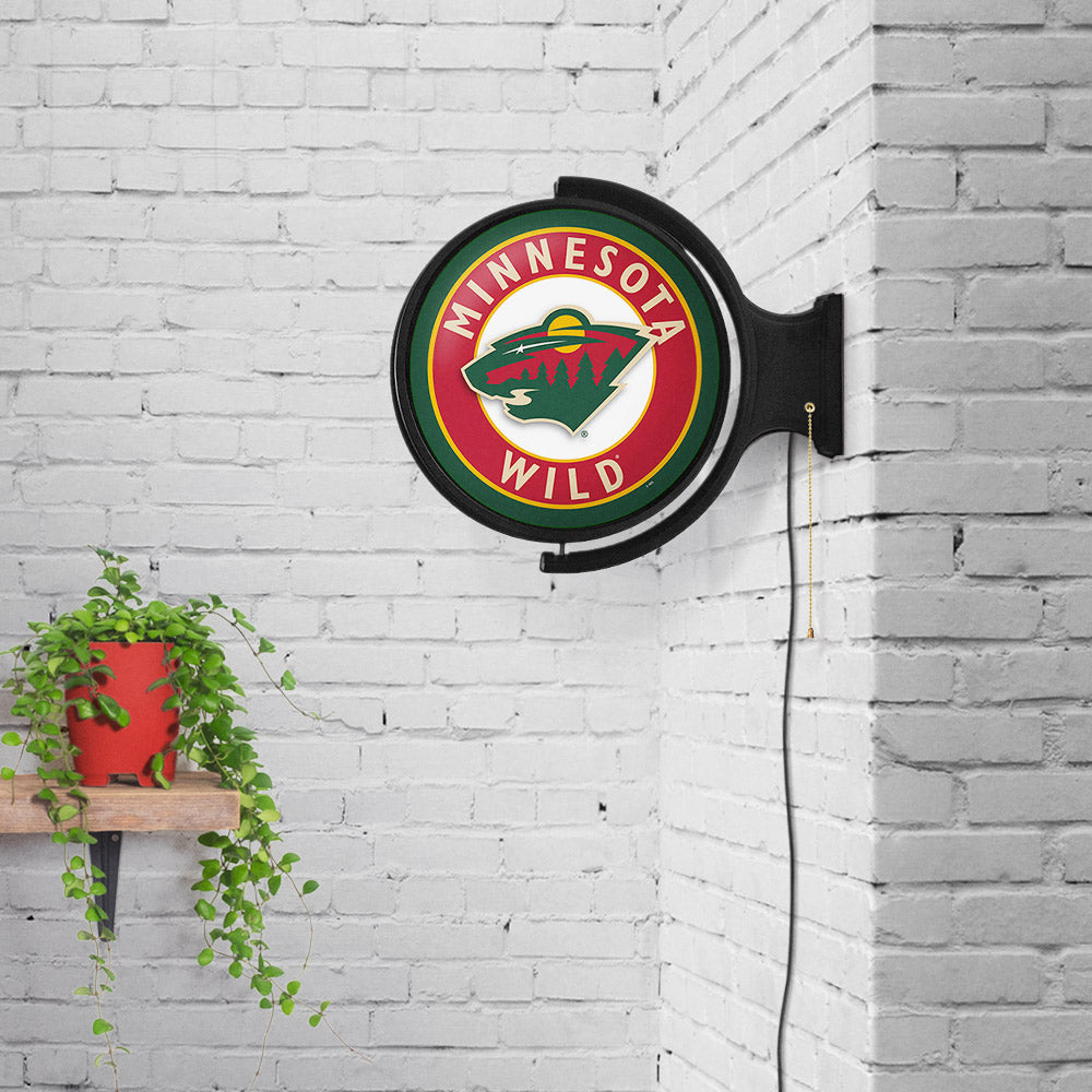 Minnesota Wild Round Rotating Wall Sign Room View