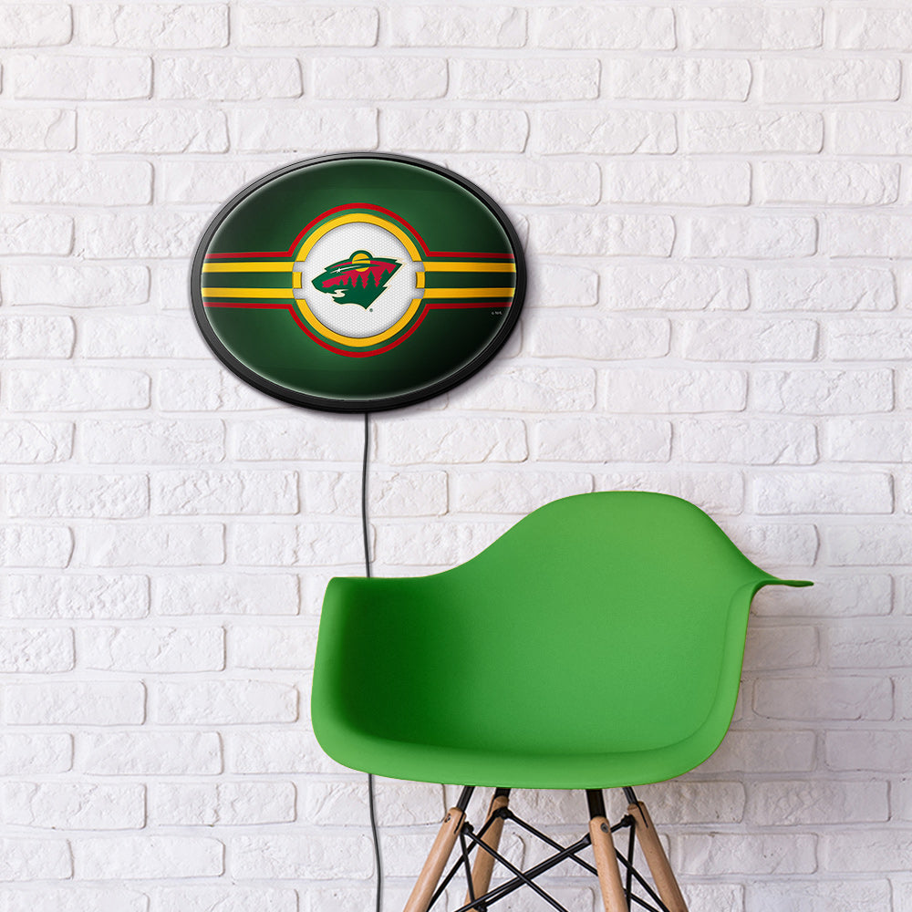 Minnesota Wild Slimline Oval Lighted Wall Sign Room View