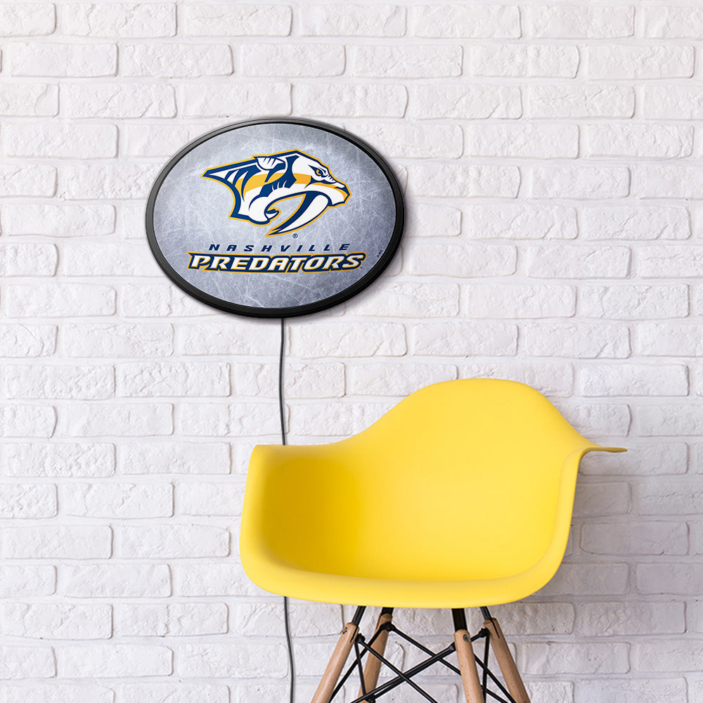 Nashville Predators Ice Rink Slimline Oval Lighted Wall Sign Room View
