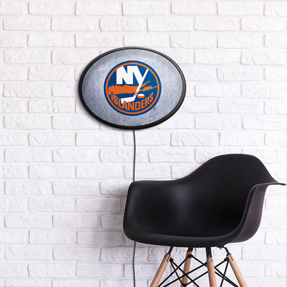 New York Islanders Ice Rink Slimline Oval Lighted Wall Sign Room View