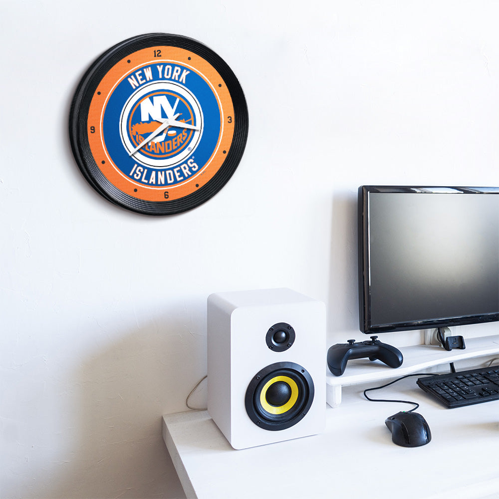 New York Islanders Ribbed Wall Clock Room View