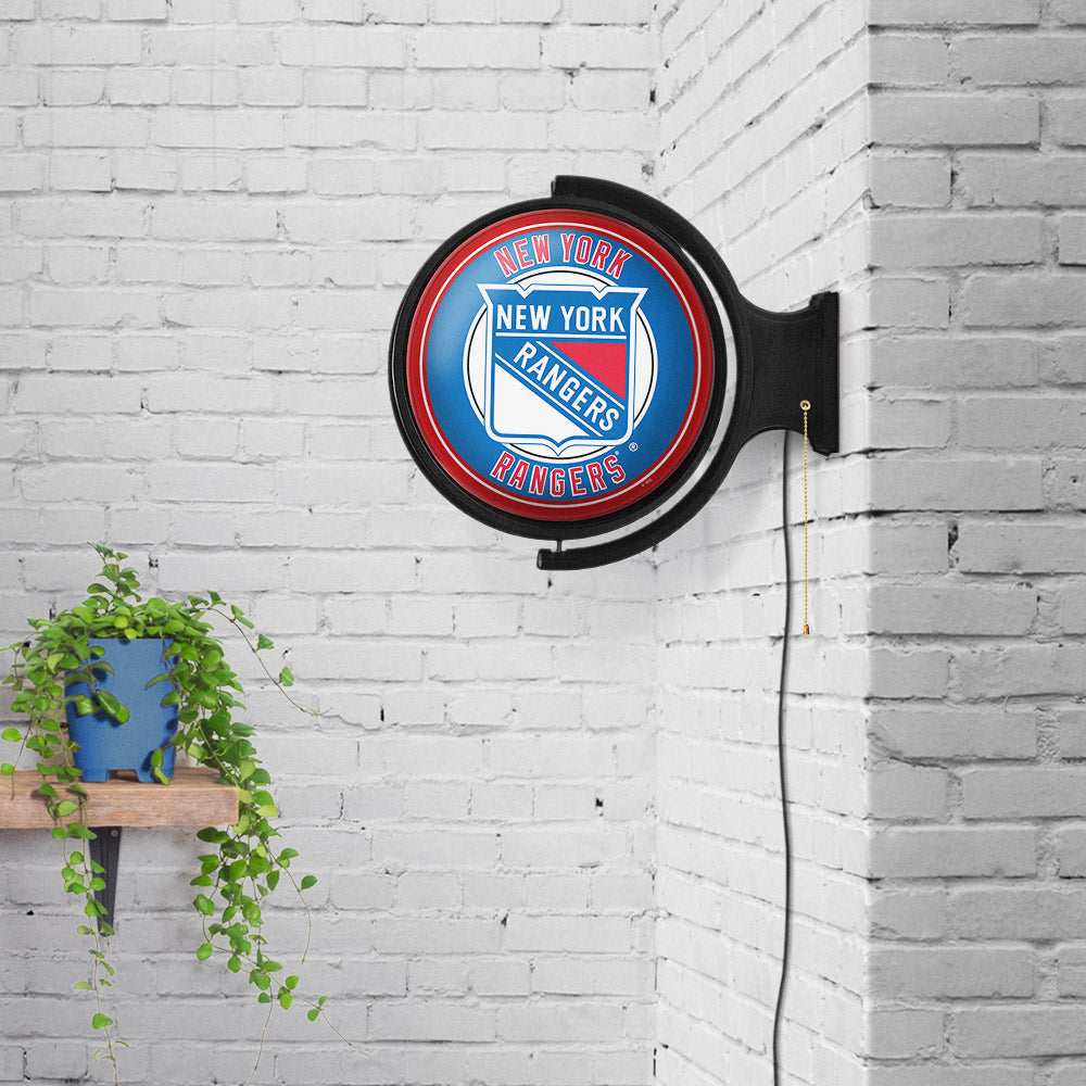 New York Rangers Round Rotating Wall Sign Room View